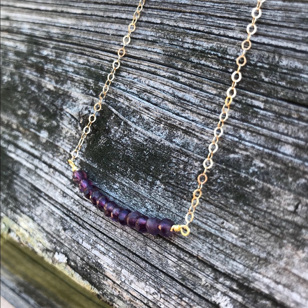 Faceted Amethysts on Gold Filled Necklace